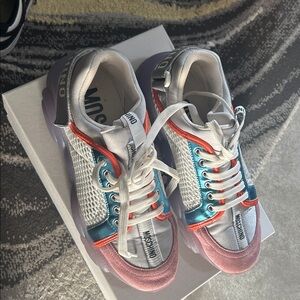 Moschino Pink and Blue Mesh Sneakers